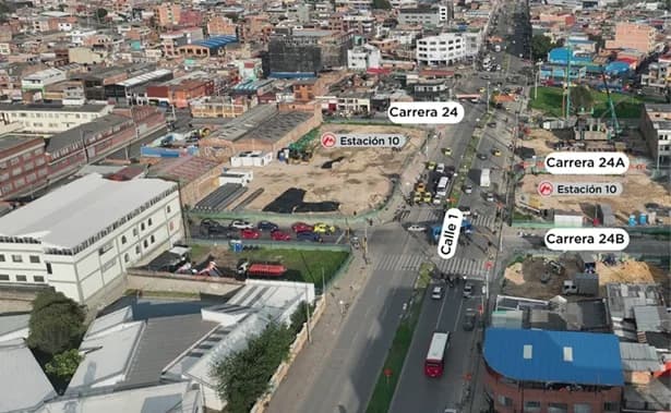 Autorizaron cierres en la Calle Primera entre las carreras 25 y 19 para continuar con la construcción de la Línea 1 del Metro de Bogotá