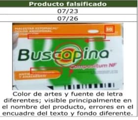 Secretarías de salud en Colombia apuran inspecciones en establecimientos para  destrucción de lote falsificado de Buscapina (compuesto usado como antiespasmódico y analgésico)