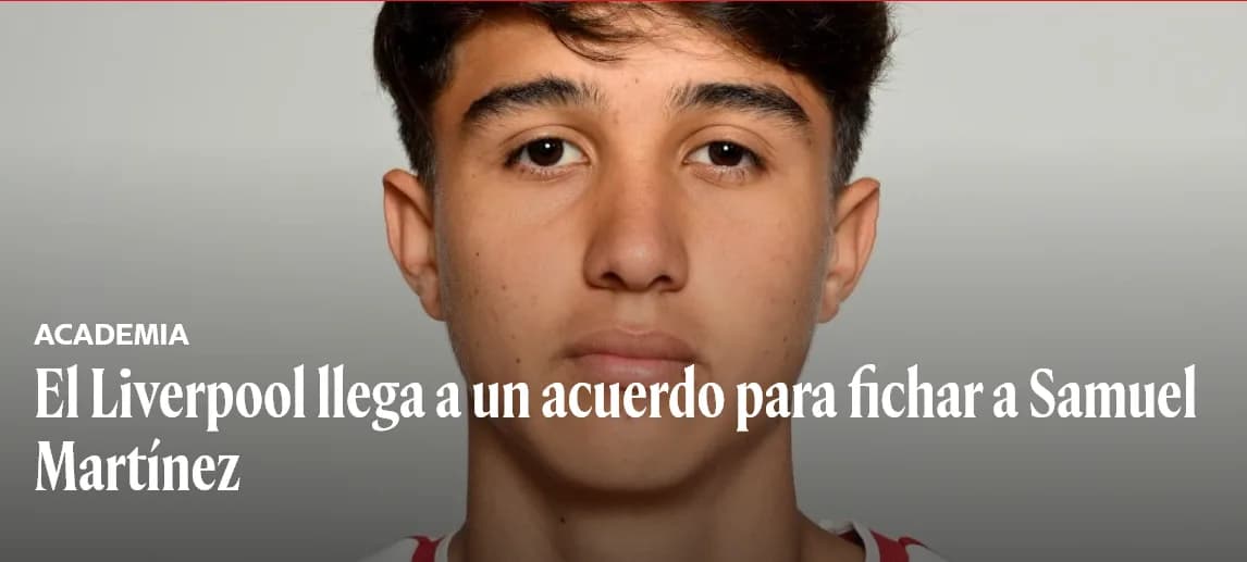 Liverpool fichó al colombiano Samuel Martínez de Atlético Nacional