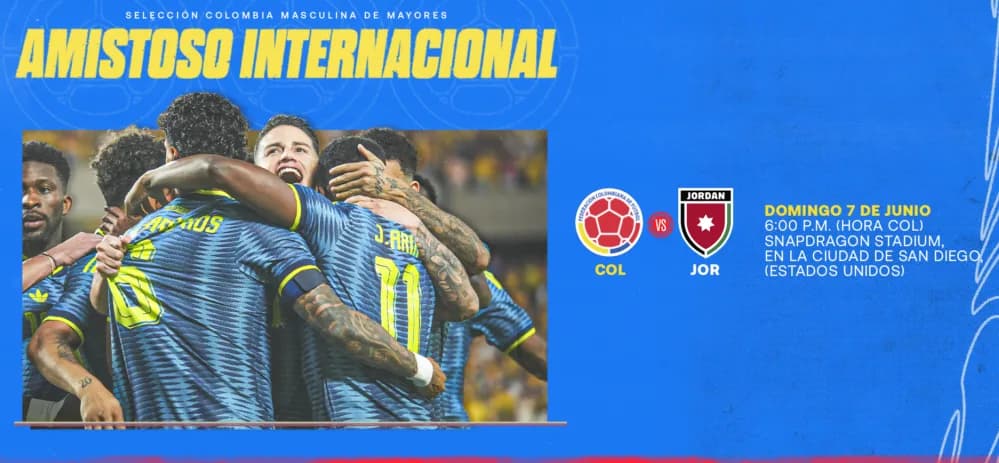 Colombia enfrentará a Jordania en partido previo al inicio del Mundial 2026