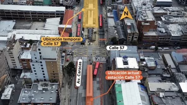 A partir del nueve de agosto la estación de TransMilenio Calle 57 cambiará de ubicación temporalmente