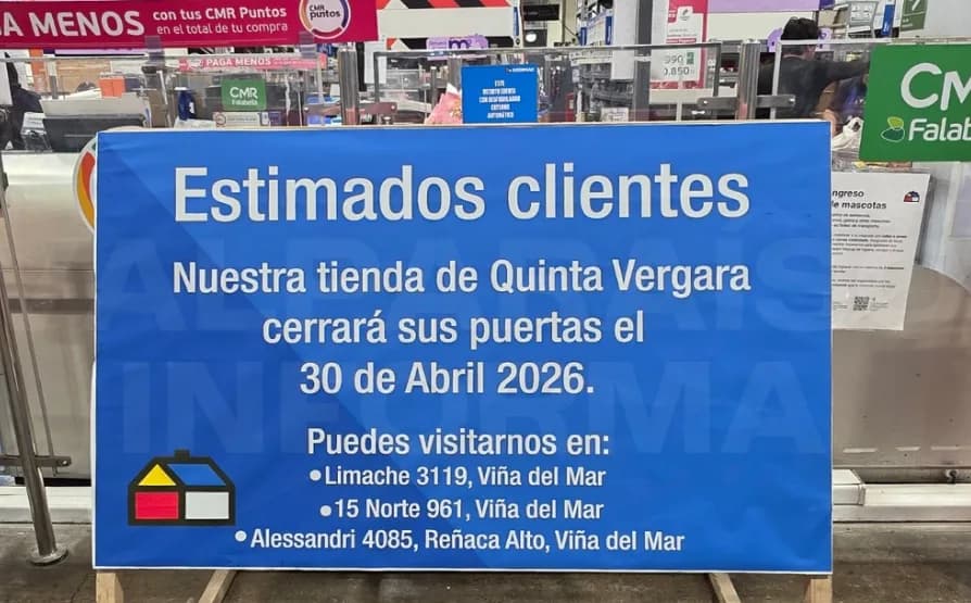 Sodimac cerrará definitivamente su tienda Homecenter Quinta Vergara el 30 de abril
