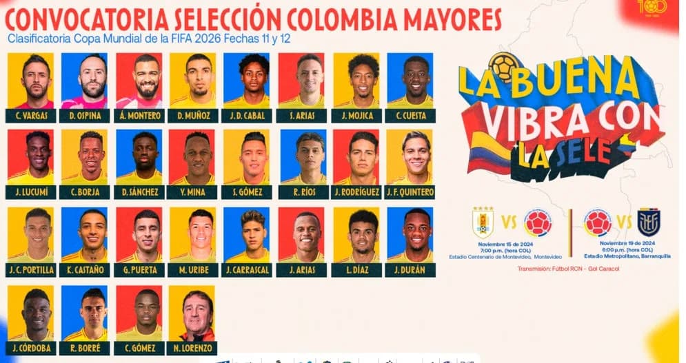 Gustavo Puerta, Sebastián Gómez y Carlos Gómez, las novedades de Colombia para enfrentar a Uruguay y Ecuador