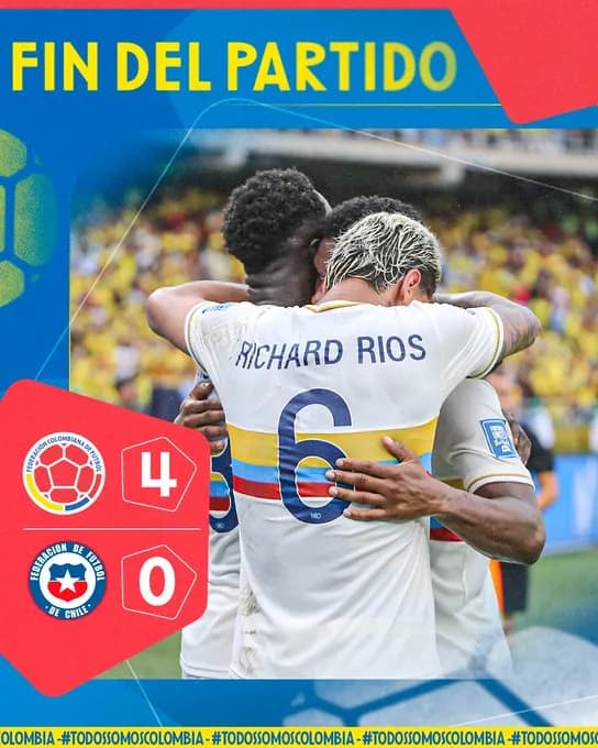 Colombia goleó a Chile por la décima fecha de las Clasificatorias al Mundial 2026