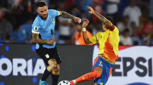 Uruguay le ganó a Colombia sobre el último minuto en Montevideo por la fecha 11 de las Eliminatorias